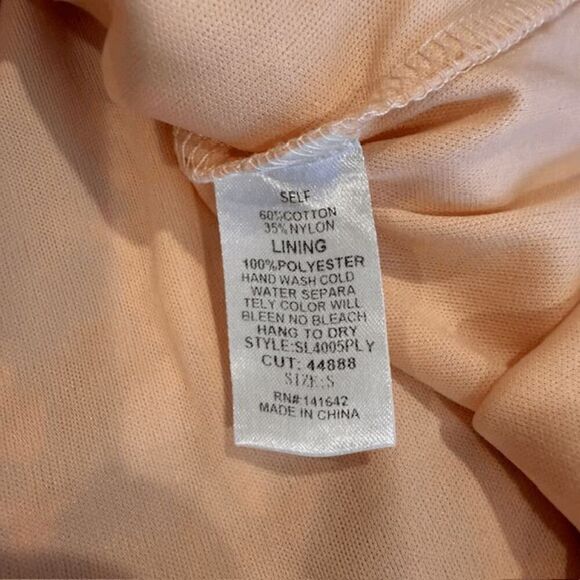 She + Sky Crochet Sheer Overlay Dress Peach Midi Vintage Look Romance Size Small - Picture 5 of 9